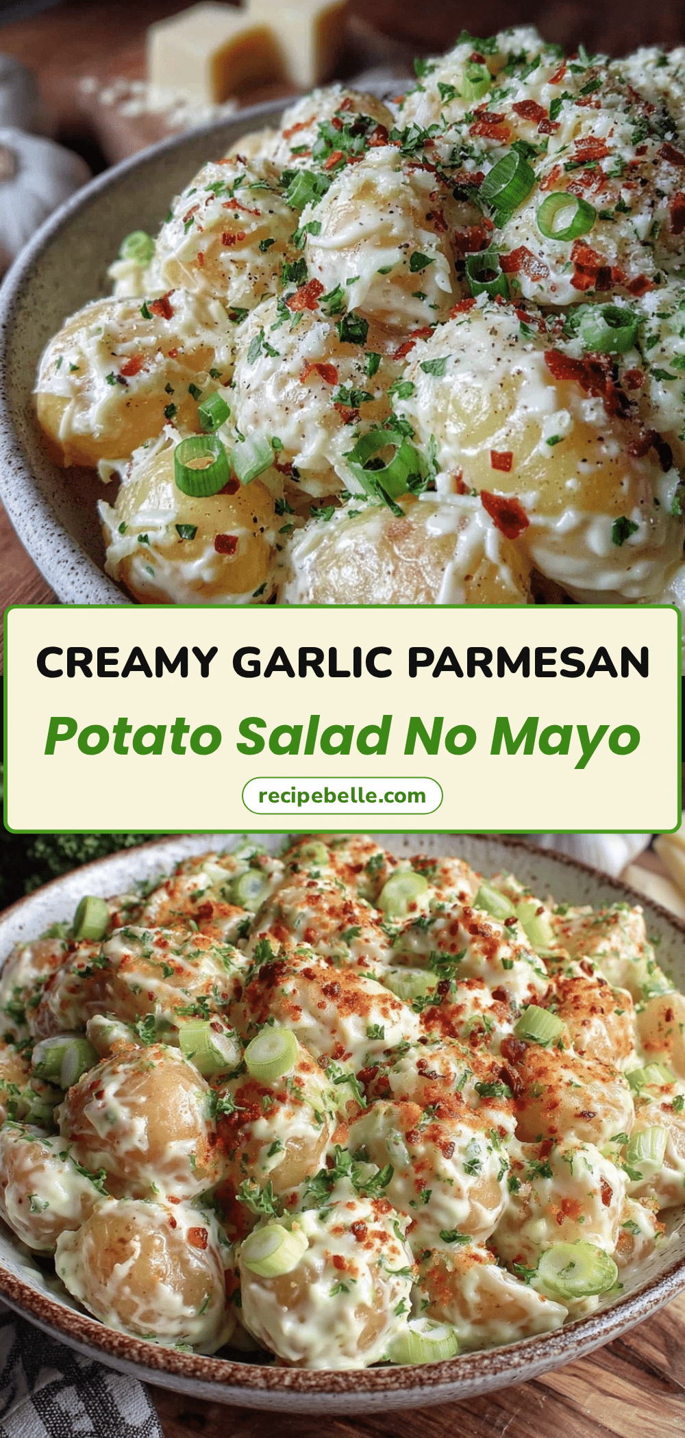 creamy garlic parmesan potato salad no mayo recipe