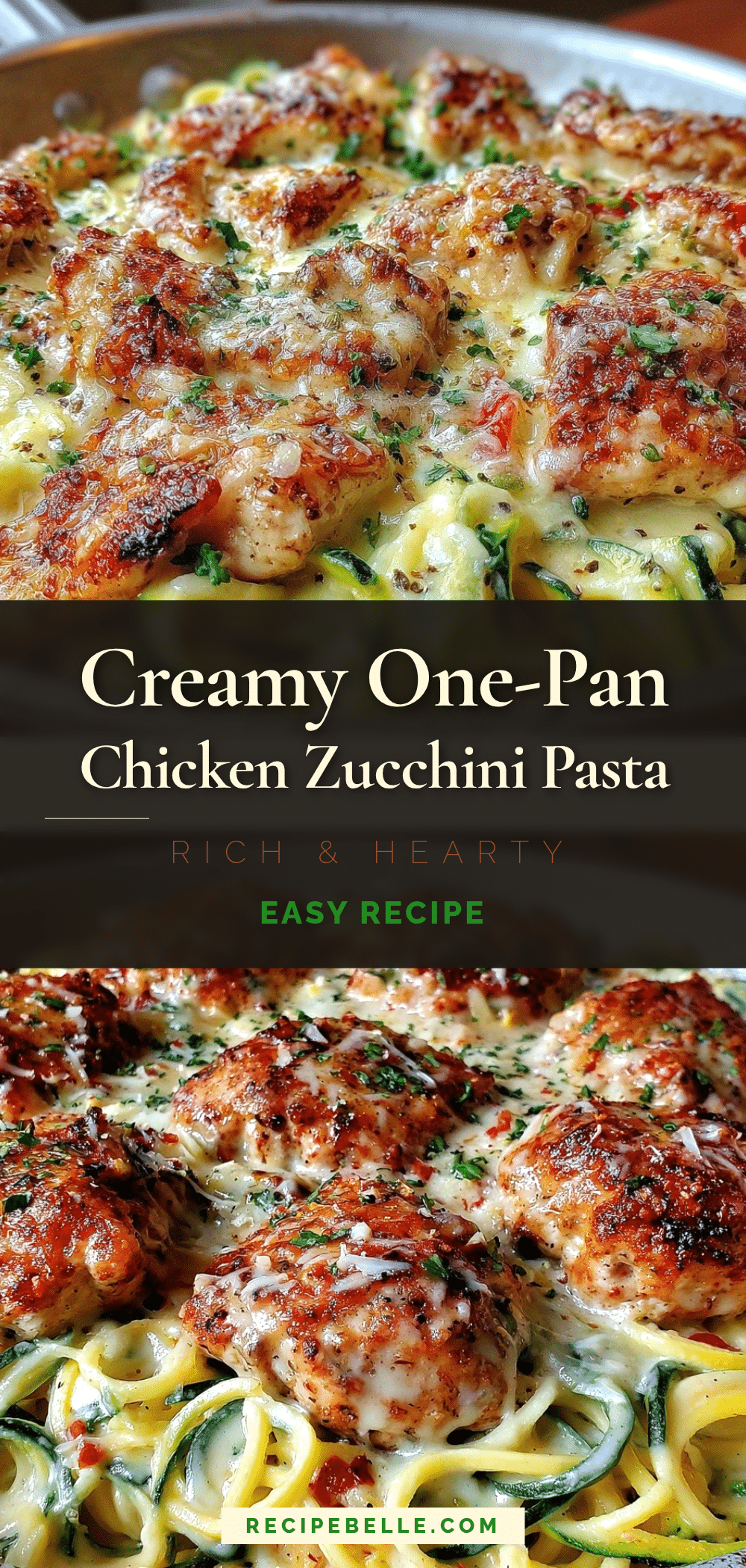 creamy one-pan chicken and zucchini pasta recipe