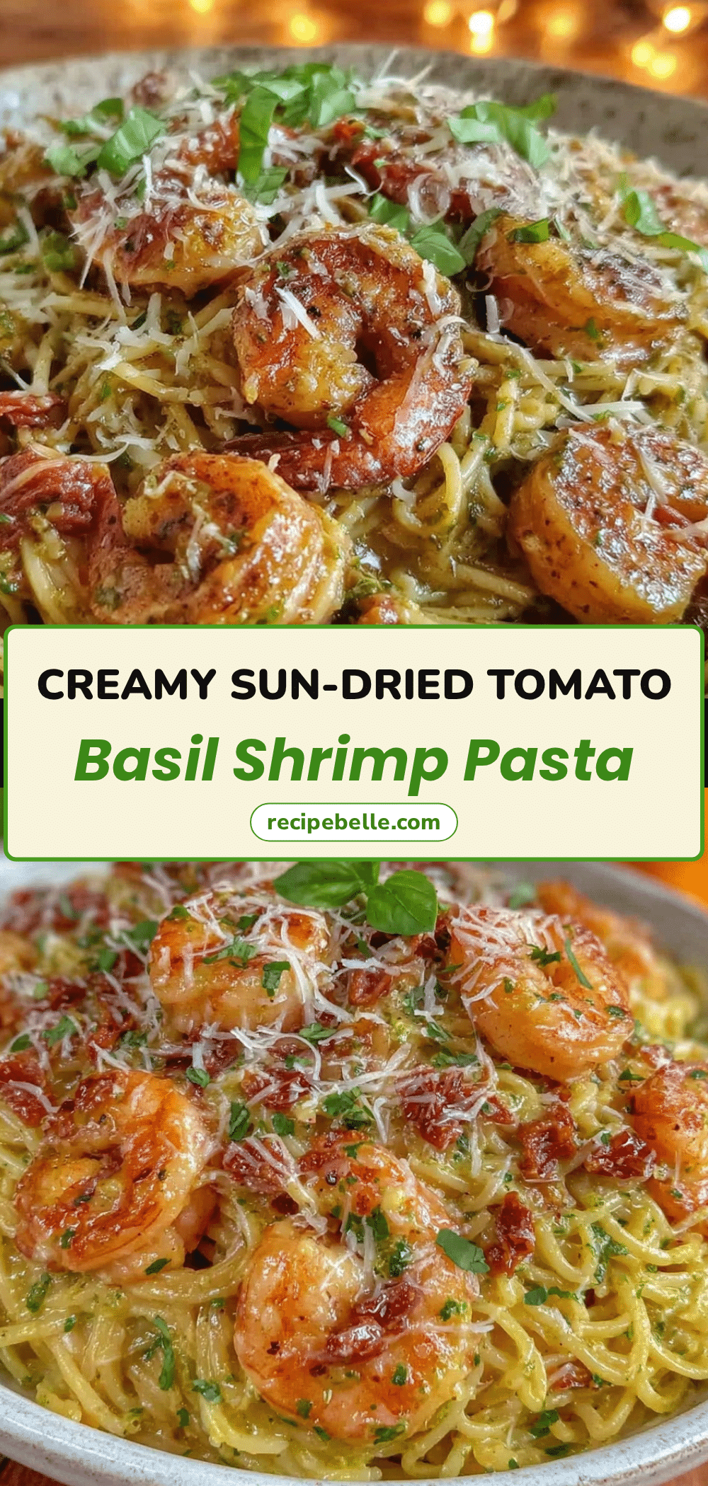 creamy sun-dried tomato basil pesto pasta with shrimp recipe