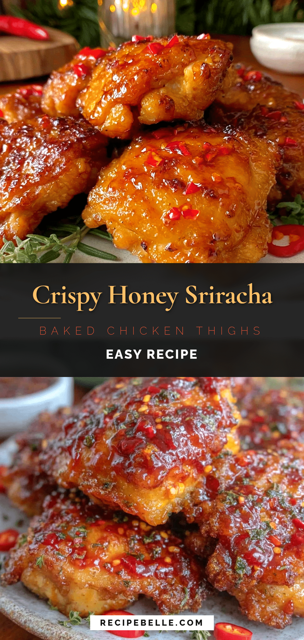 crispy honey sriracha baked chicken thighs recipe