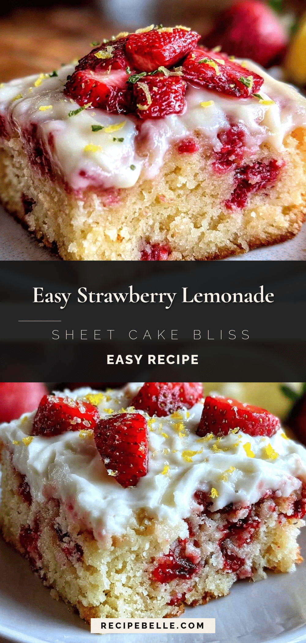 easy strawberry lemonade sheet cake recipe
