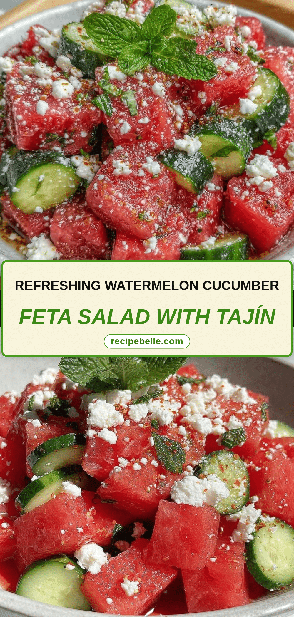 fresh watermelon cucumber feta salad recipe