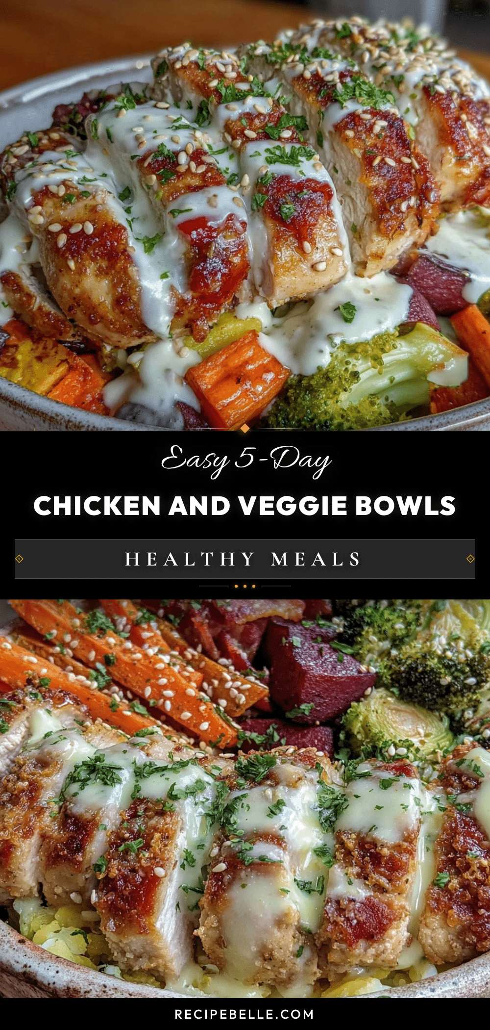 healthy chicken and roasted veggie meal prep bowls recipe