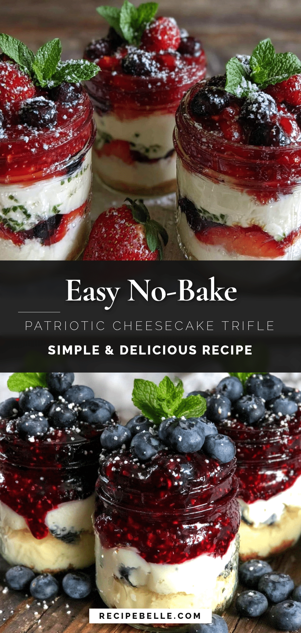 no bake red white and blue cheesecake trifle recipe