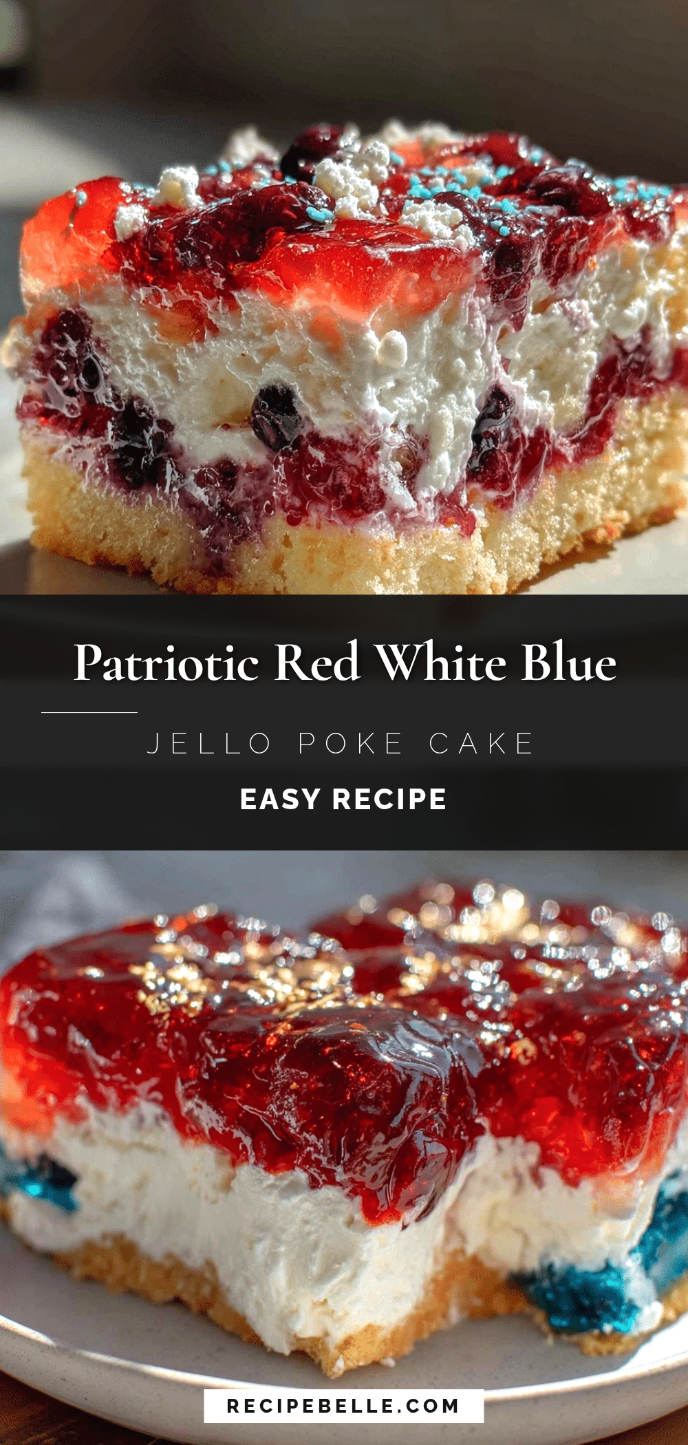 red white and blue layered jello poke cake recipe