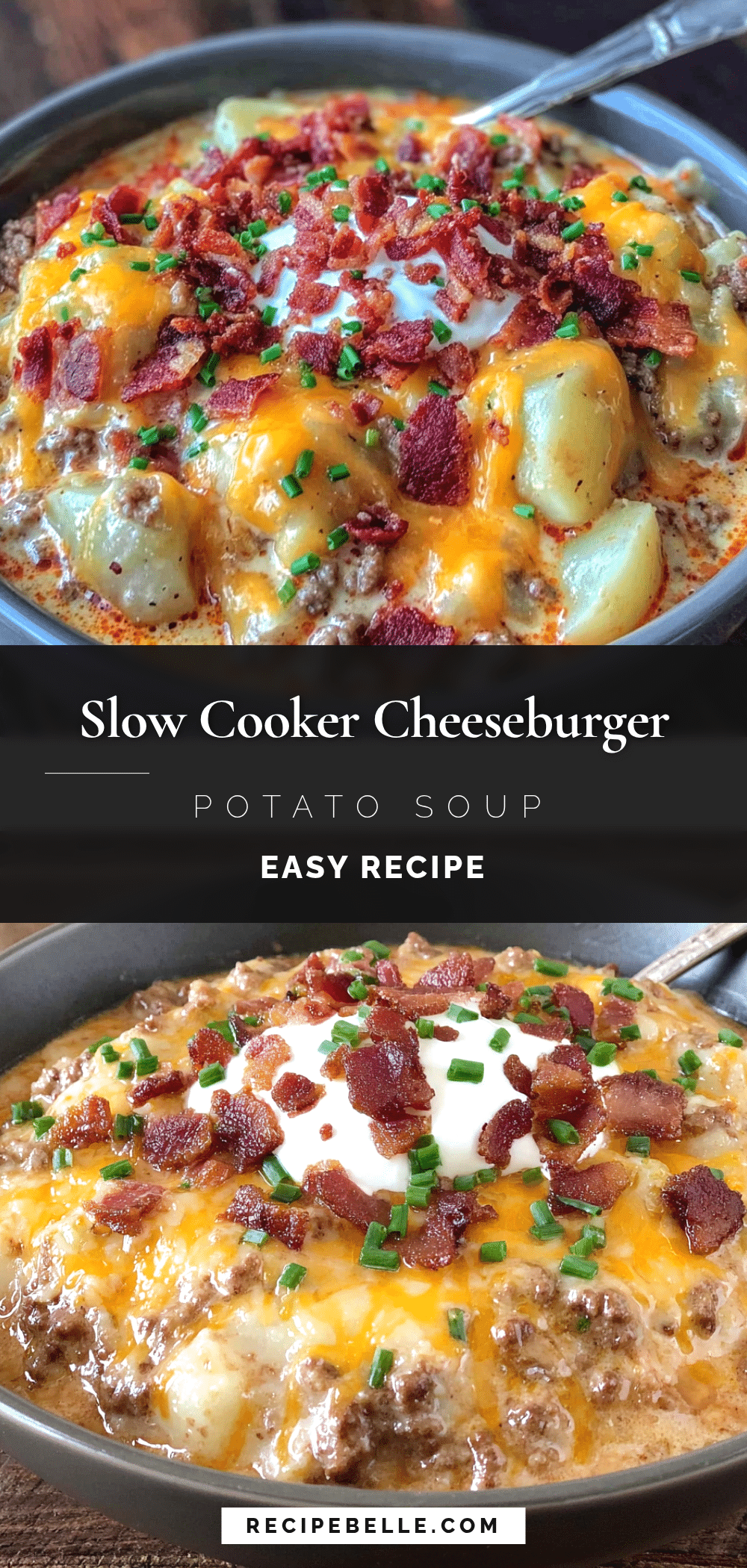 creamy slow cooker cheeseburger potato soup recipe
