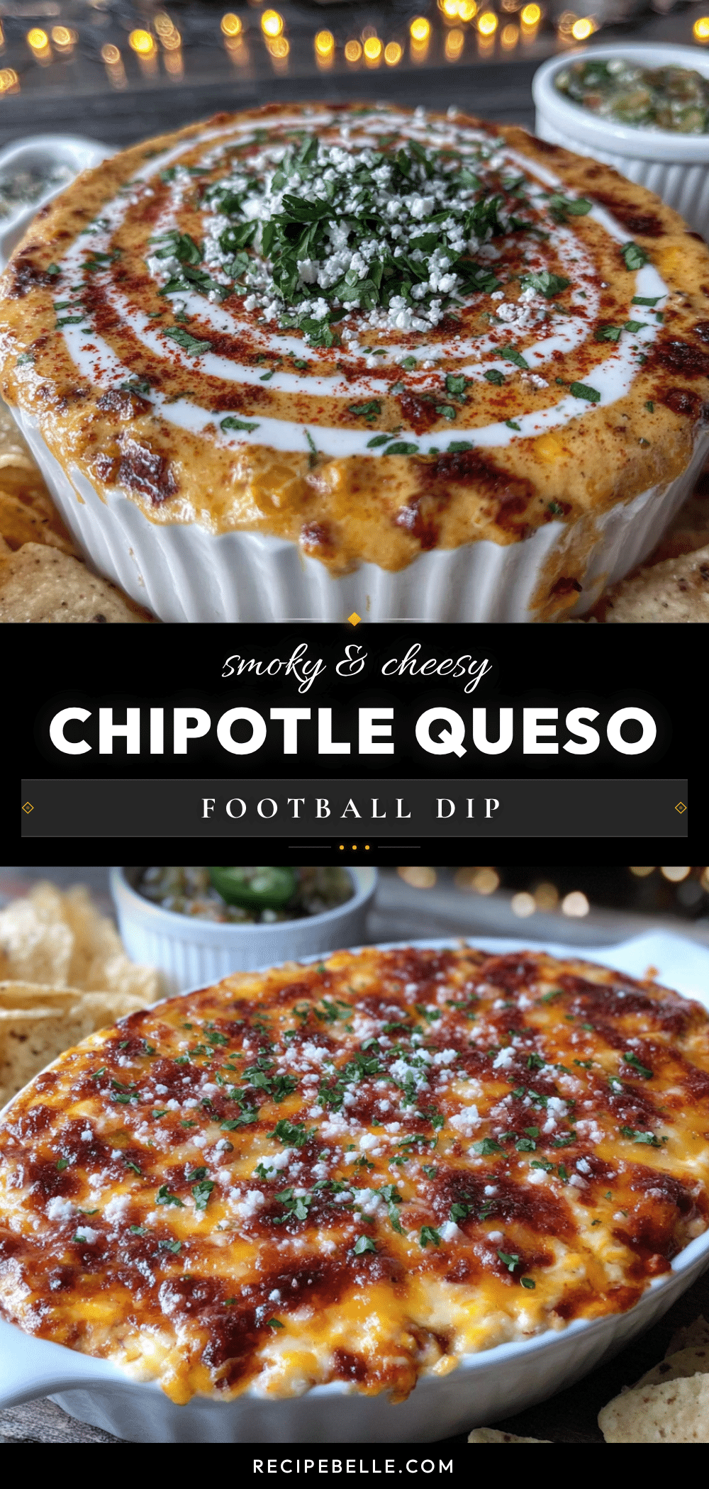 creamy smoky chipotle queso football dip recipe