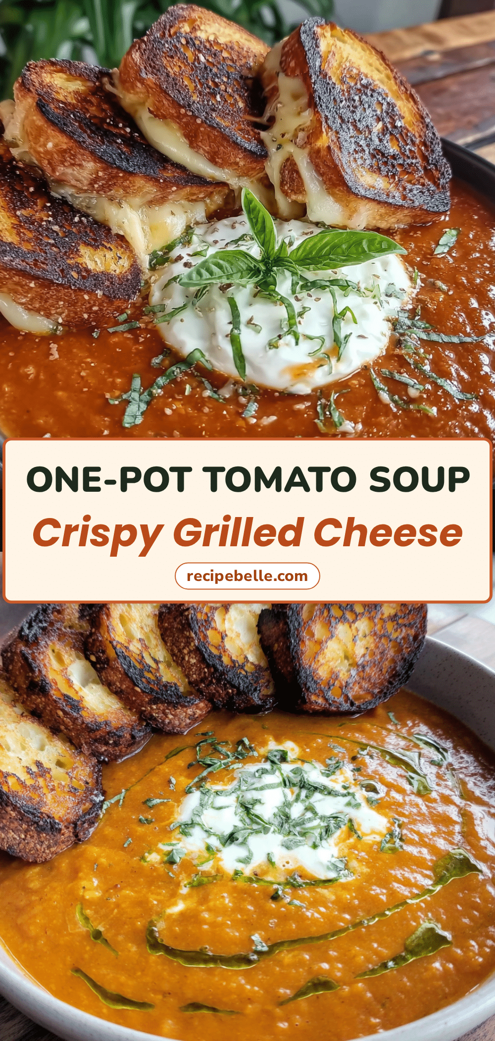 creamy tomato basil soup with grilled cheese croutons recipe