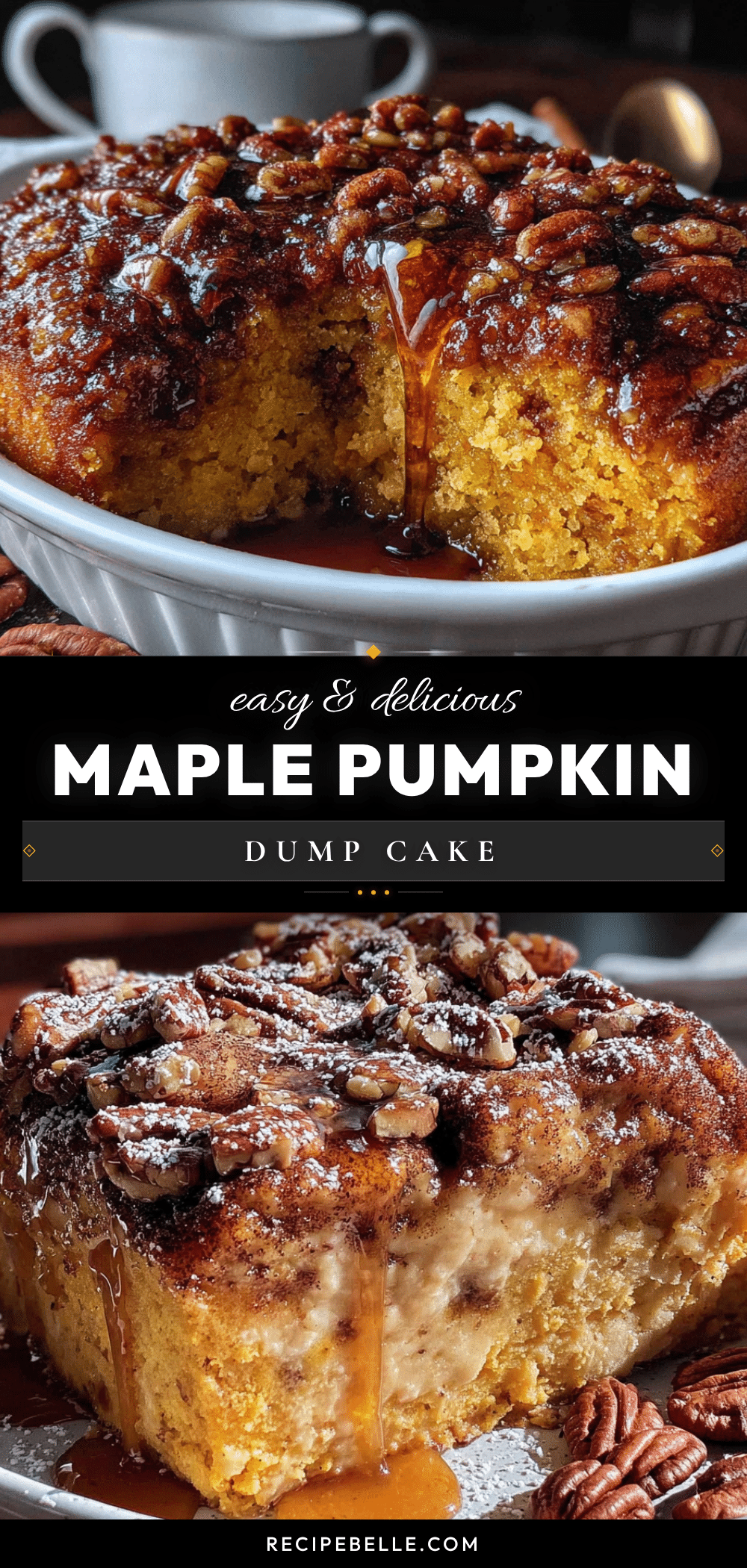 easy maple pumpkin dump cake with pecans recipe