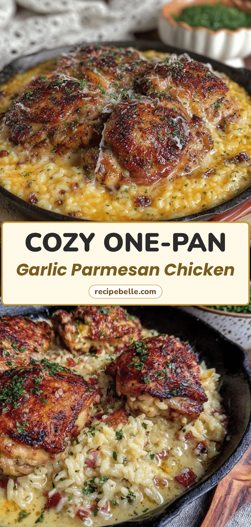 Cozy One-Pan Garlic Parmesan Chicken and Rice recipe