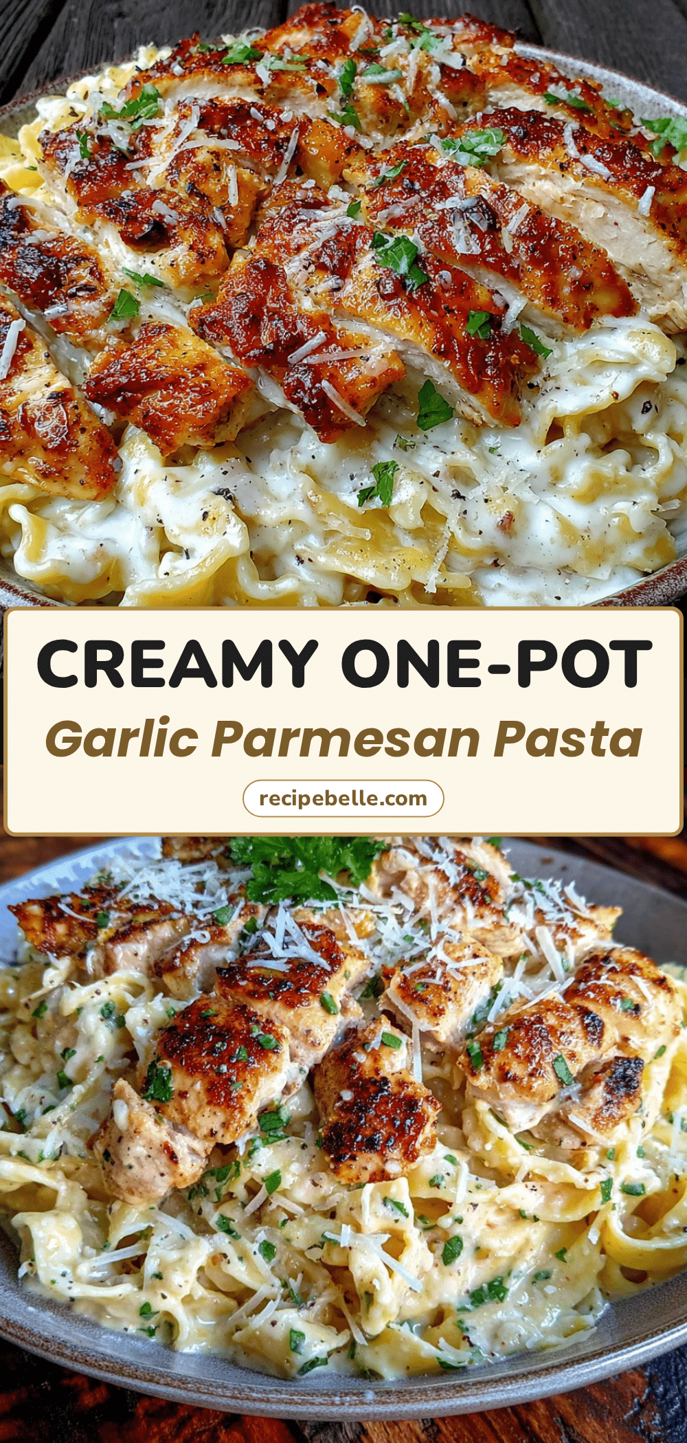 creamy one-pot garlic parmesan chicken pasta recipe