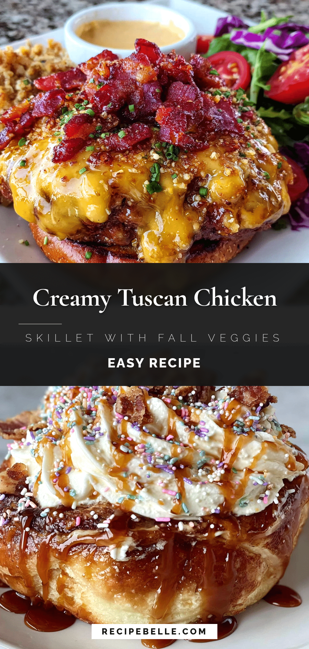 creamy tuscan chicken skillet with fall vegetables recipe