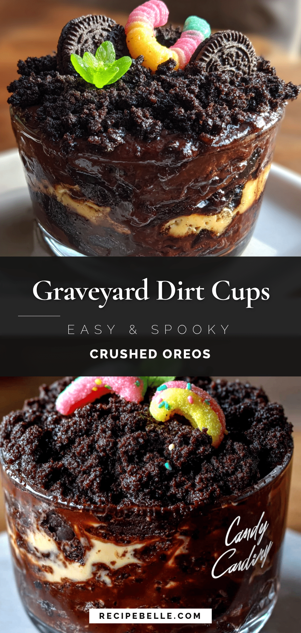 Easy Graveyard Dirt Cups with Crushed Oreos recipe