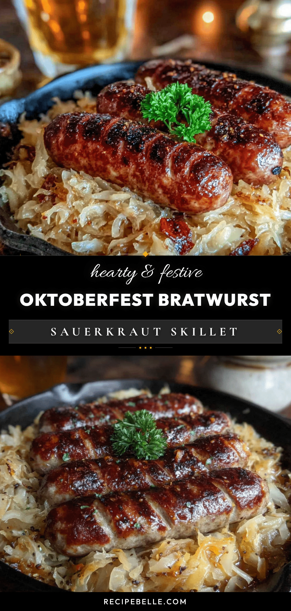 Easy Oktoberfest Bratwurst and Sauerkraut Skillet recipe