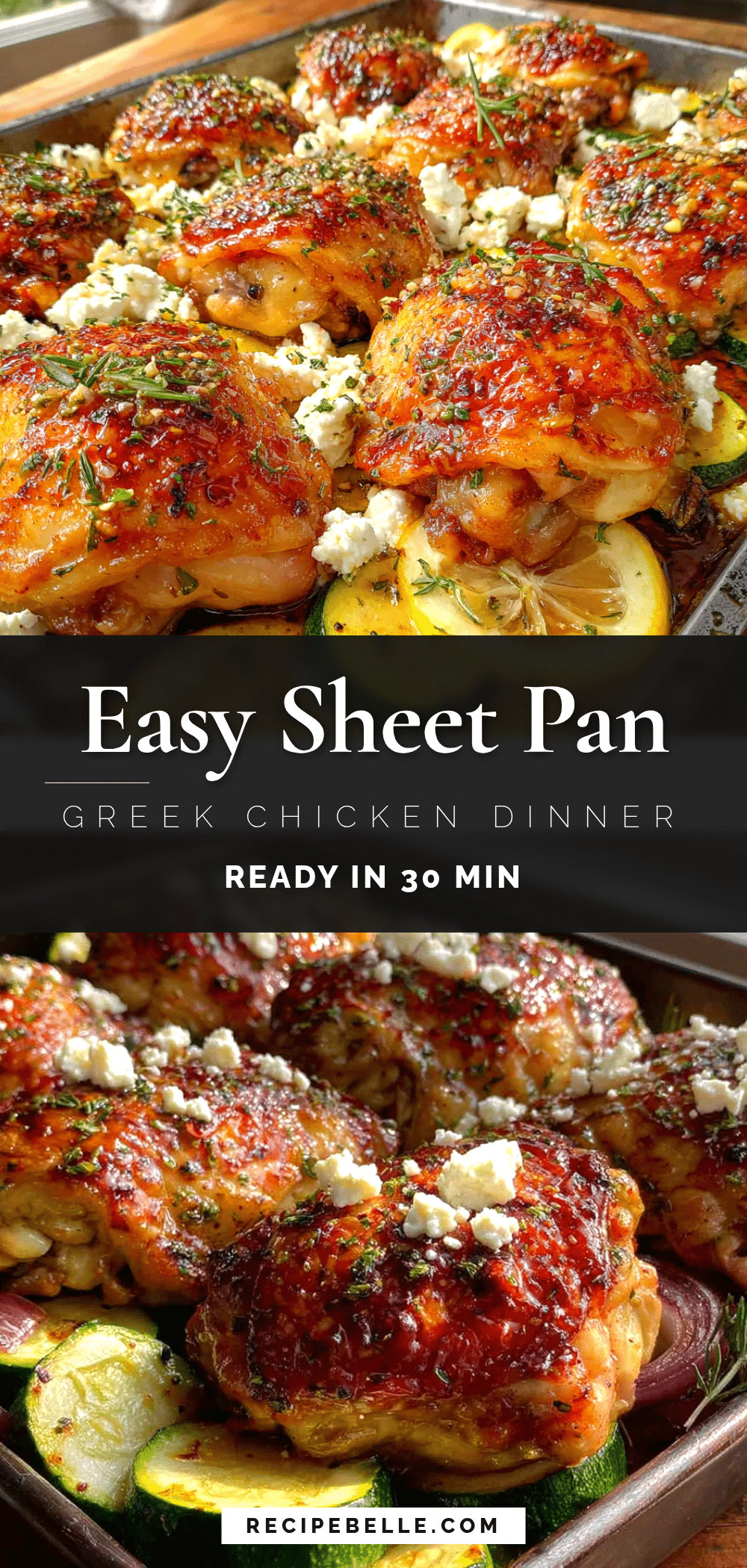 Easy Sheet Pan Greek Chicken with Zucchini and Feta recipe
