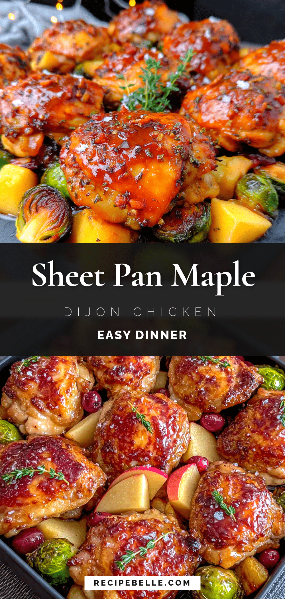 easy sheet pan maple dijon chicken with brussels sprouts recipe