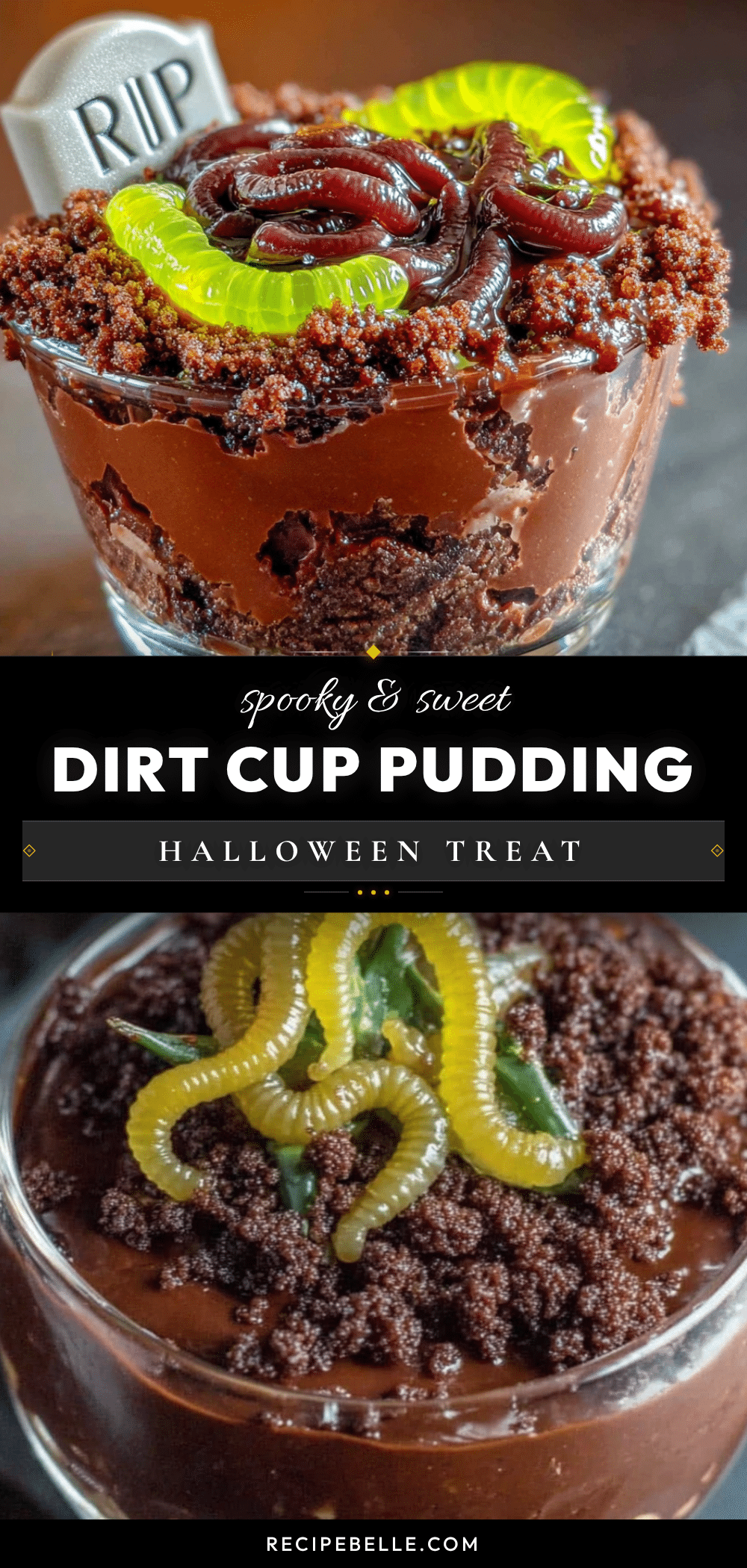 Halloween dirt cups with gummy worms recipe