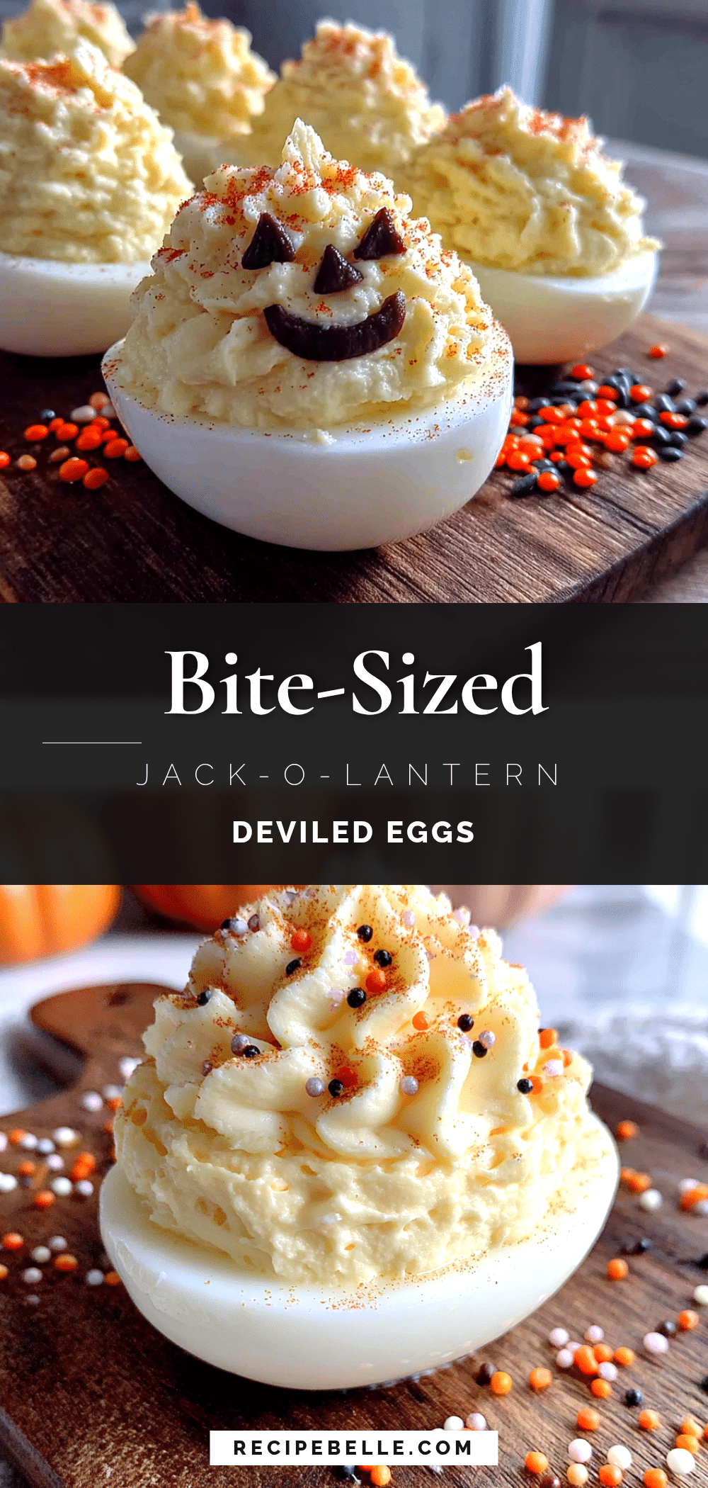 Jack-o-Lantern deviled eggs recipe