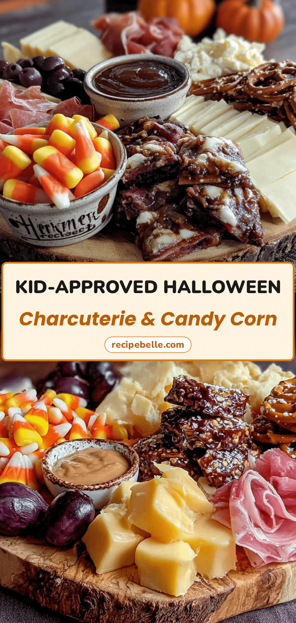 kid-approved Halloween charcuterie board with candy corn recipe