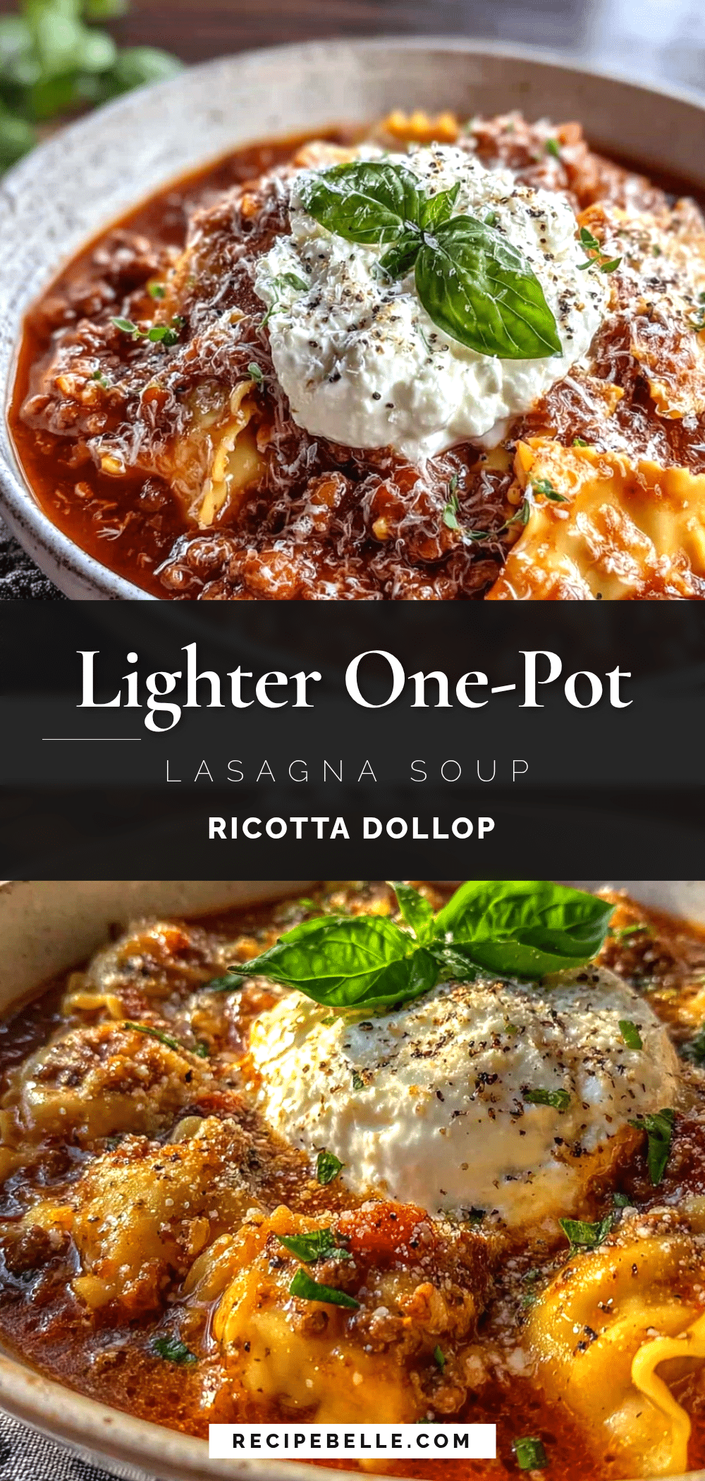 Lighter One-Pot Lasagna Soup recipe