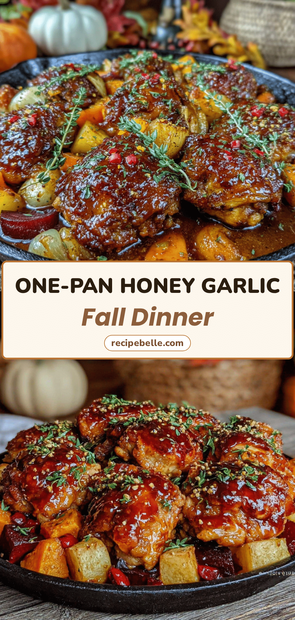 one-pan honey garlic chicken and root vegetables recipe