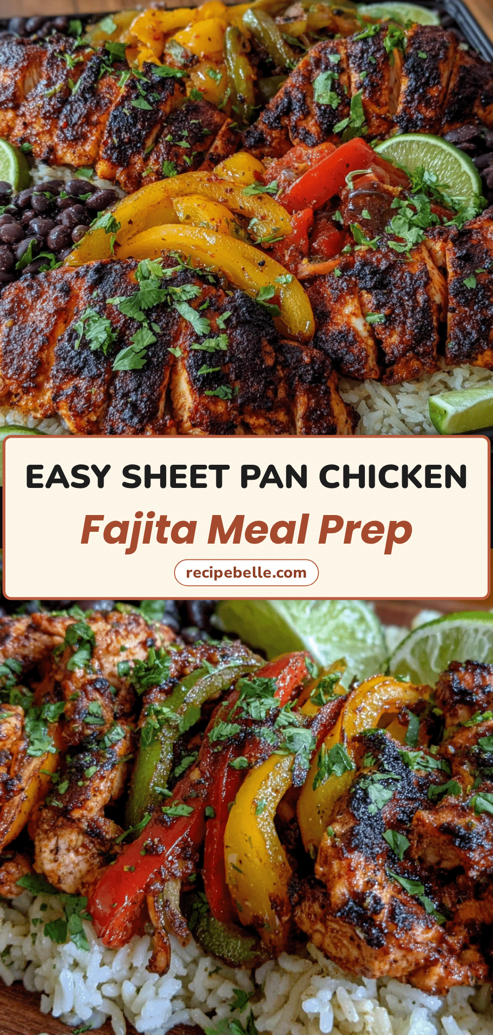 Quick Sheet Pan Chicken Fajita Meal Prep Bowls recipe