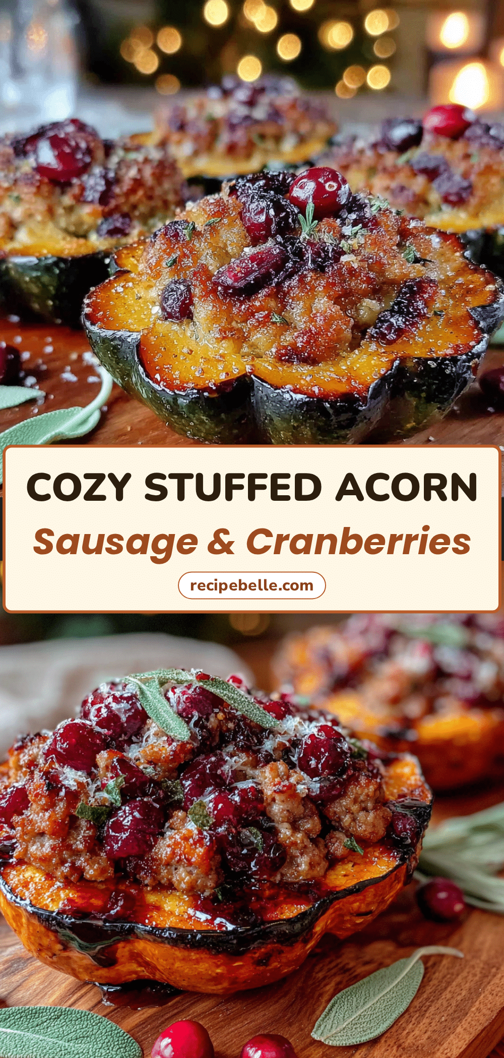 stuffed acorn squash with sausage and cranberries recipe