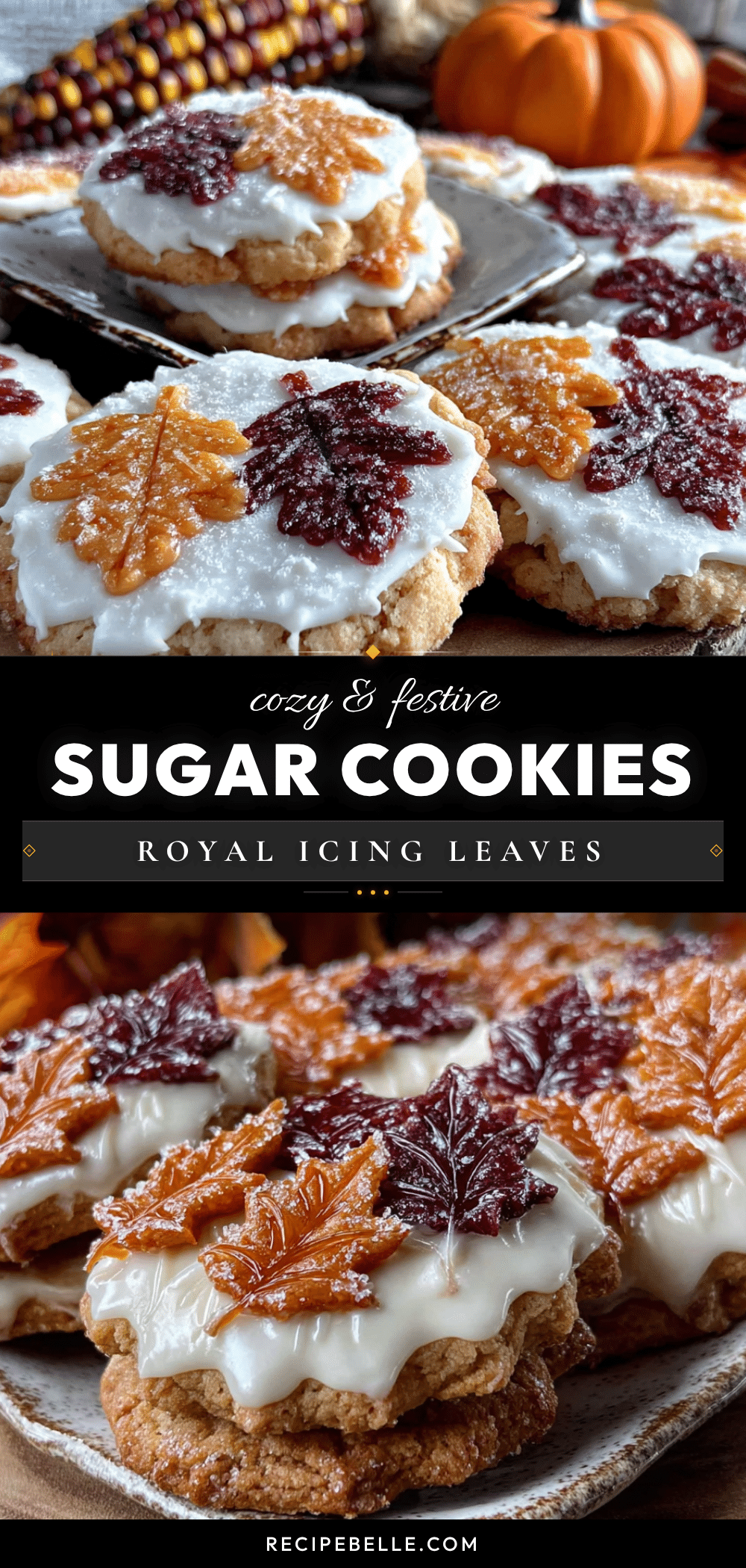 Thanksgiving sugar cookies with royal icing leaves recipe